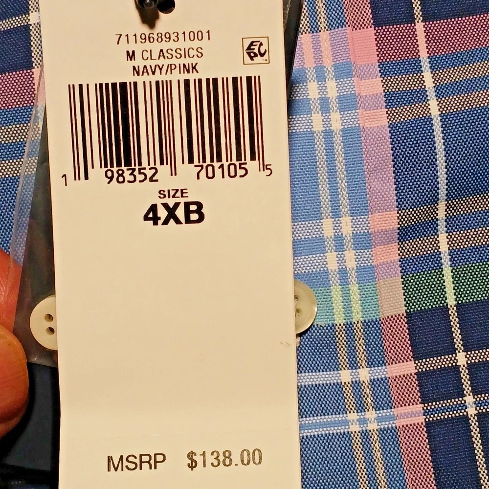 POLO‎ RALPH LAUREN Mens Shirt Button Down Plaid Performance Wicking Blue 4XB